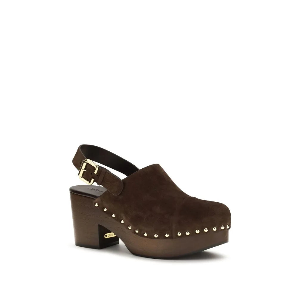 Chloé Brown Calf Leather Bos Taurus Clogs