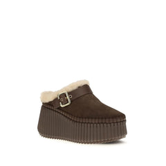 Chloé Brown Calf Leather Bos Taurus Mules
