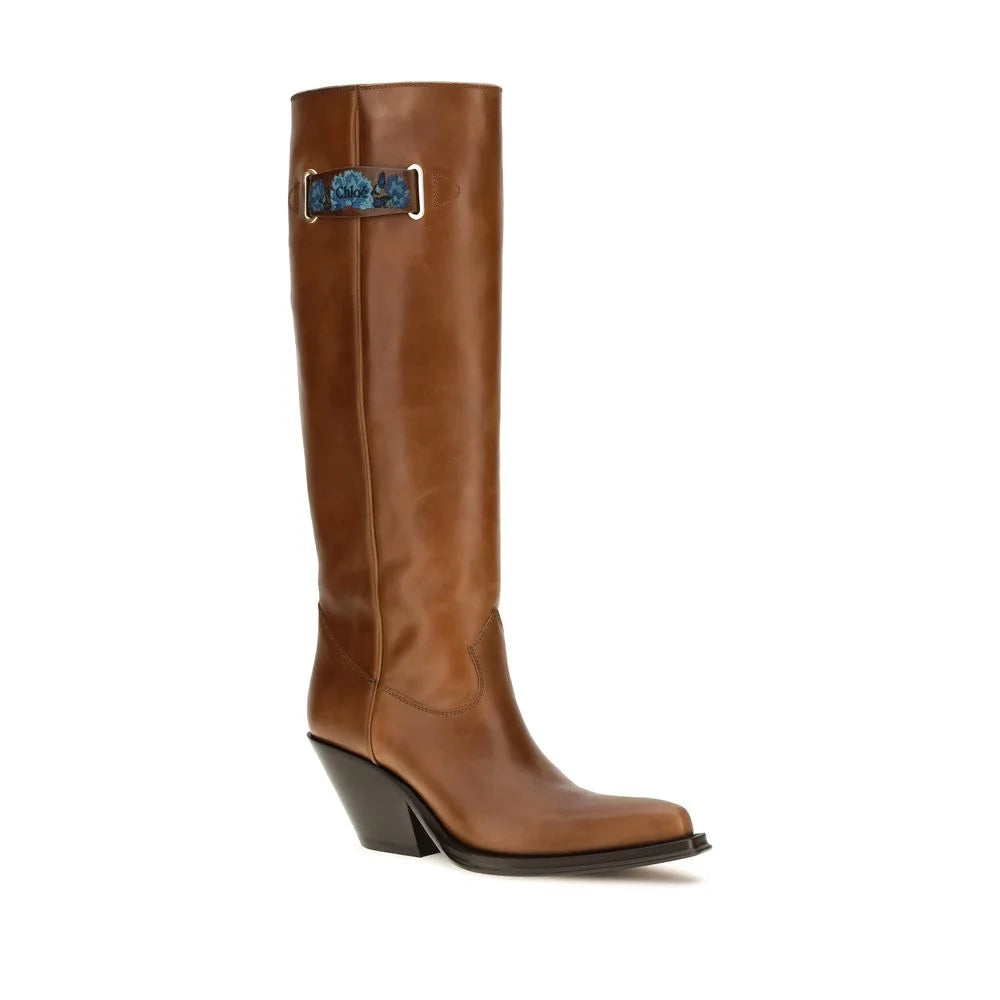 Botas Chloé over the knee de piel de ternero marrón Bos Taurus