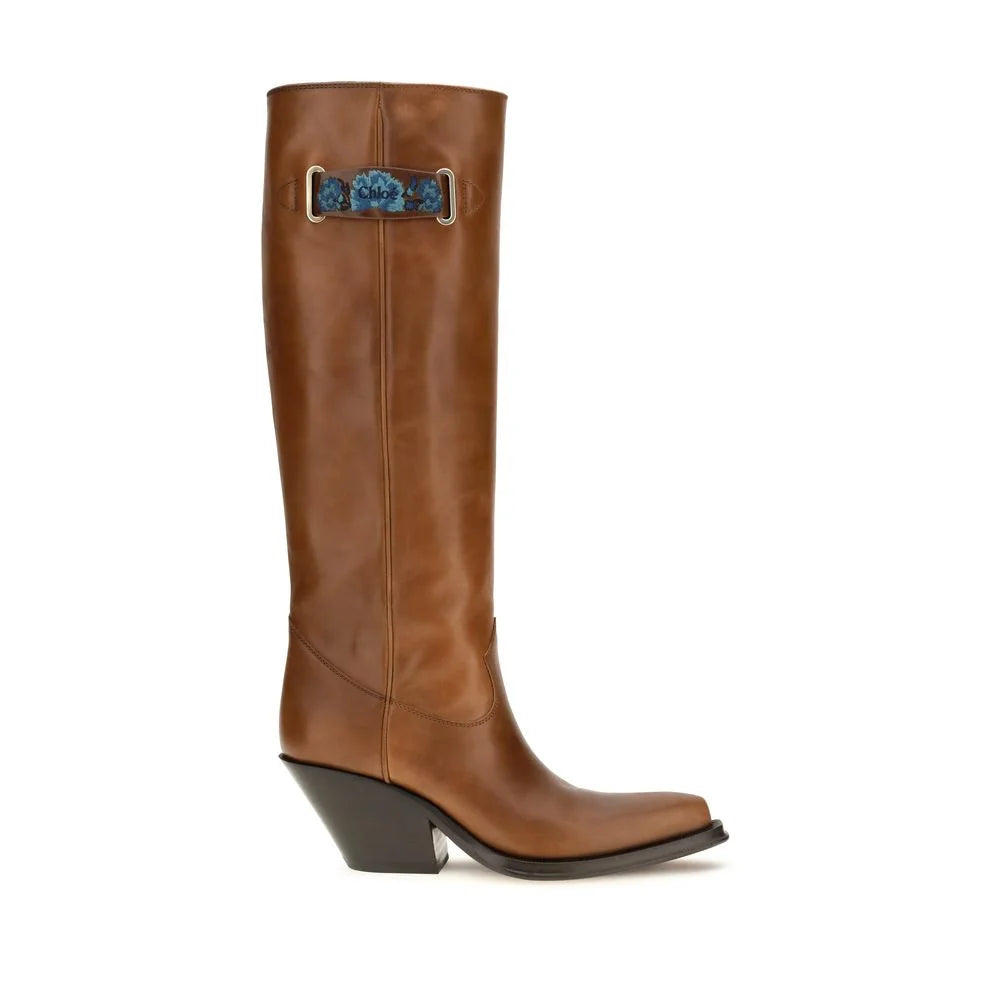 Botas Chloé over the knee de piel de ternero marrón Bos Taurus