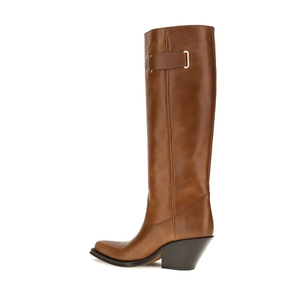 Botas Chloé over the knee de piel de ternero marrón Bos Taurus