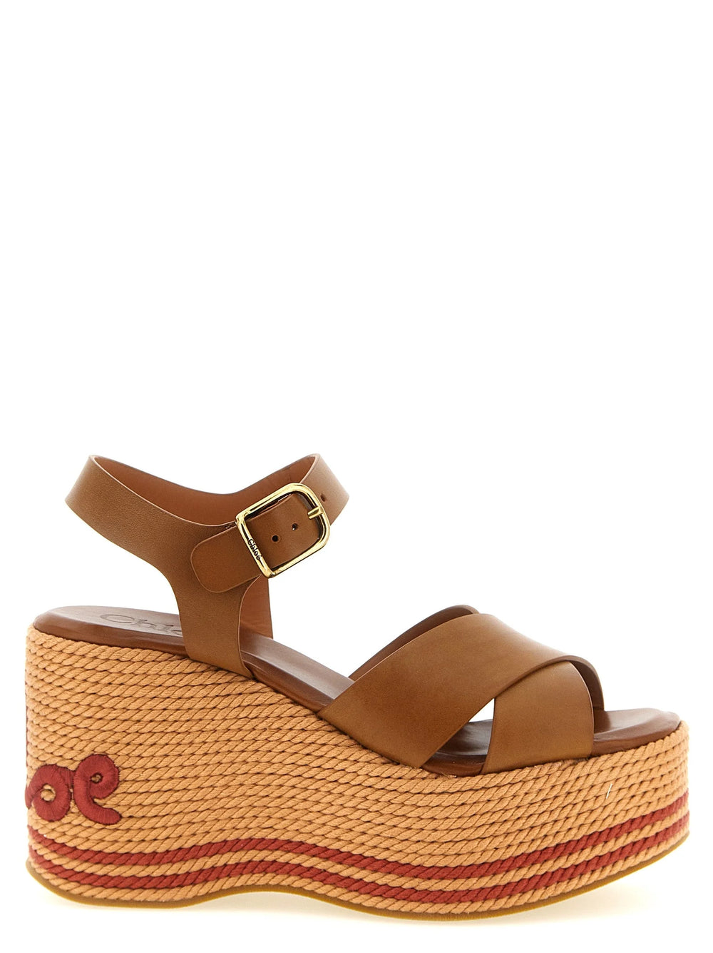 Chloé Brown Calfskin Wedge Sandals - EU39/US9