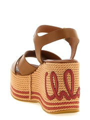 Chloé Brown Calfskin Wedge Sandals - EU39/US9