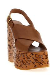 Chloé Brown Calfskin Wedge Sandals - EU41/US11