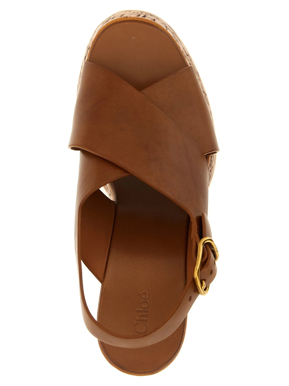 Chloé Brown Calfskin Wedge Sandals - EU41/US11