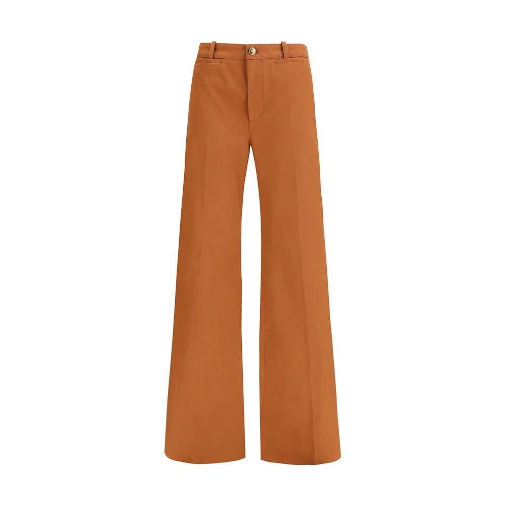 Chloé Pantalon évasé en coton marron