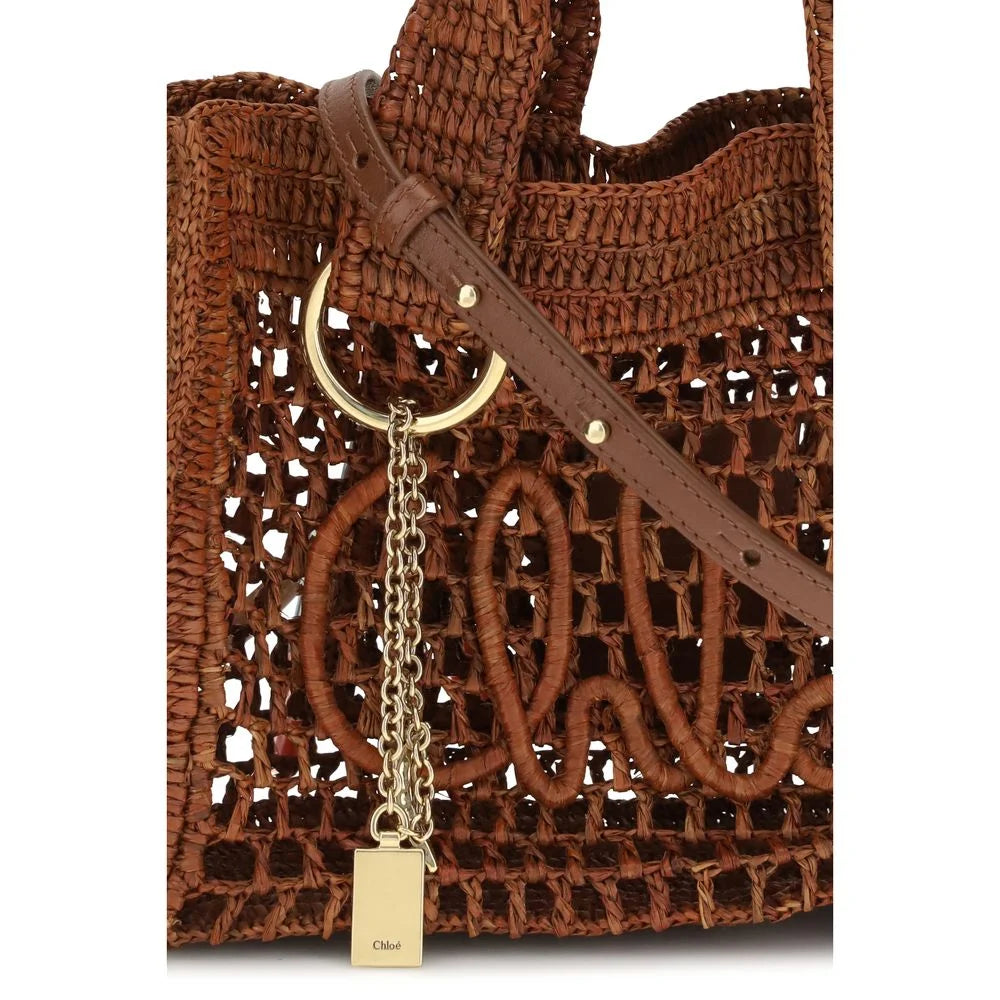 Chloé Brown Raffia Shoulder Bag