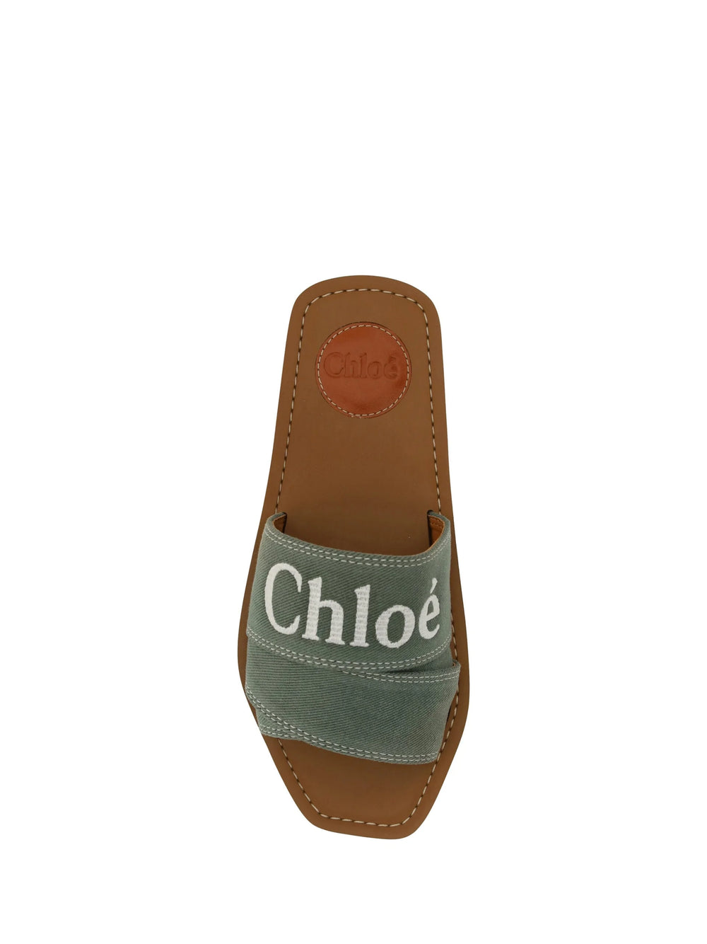 Chloé Elegant Forest Green Cotton Slides - EU36/US6 - Sandals