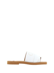 Chloé Elegant White Cotton Slide Sandals - EU37/US7