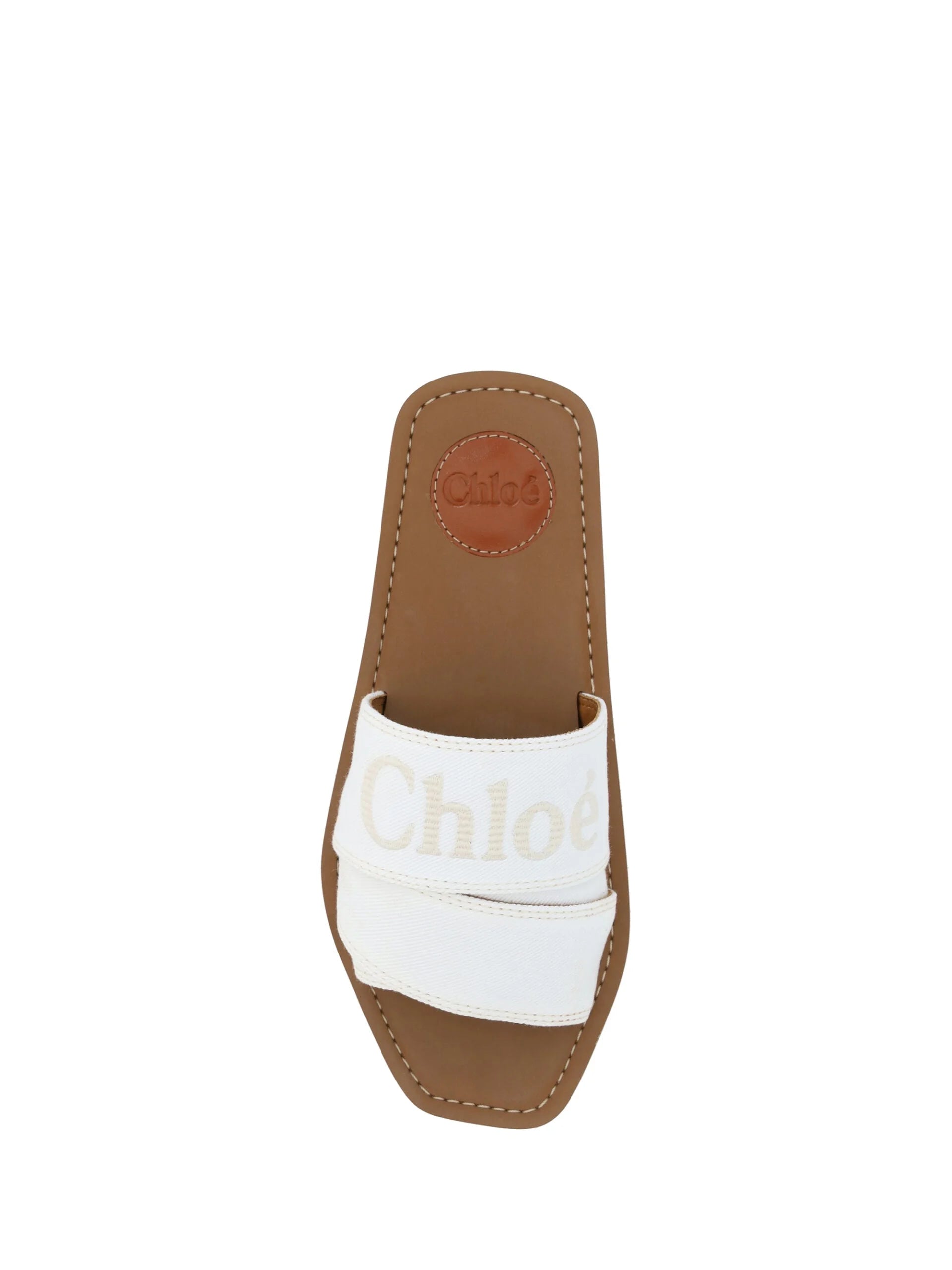 Chloé Elegant White Cotton Slide Sandals - EU37/US7 - Sandals