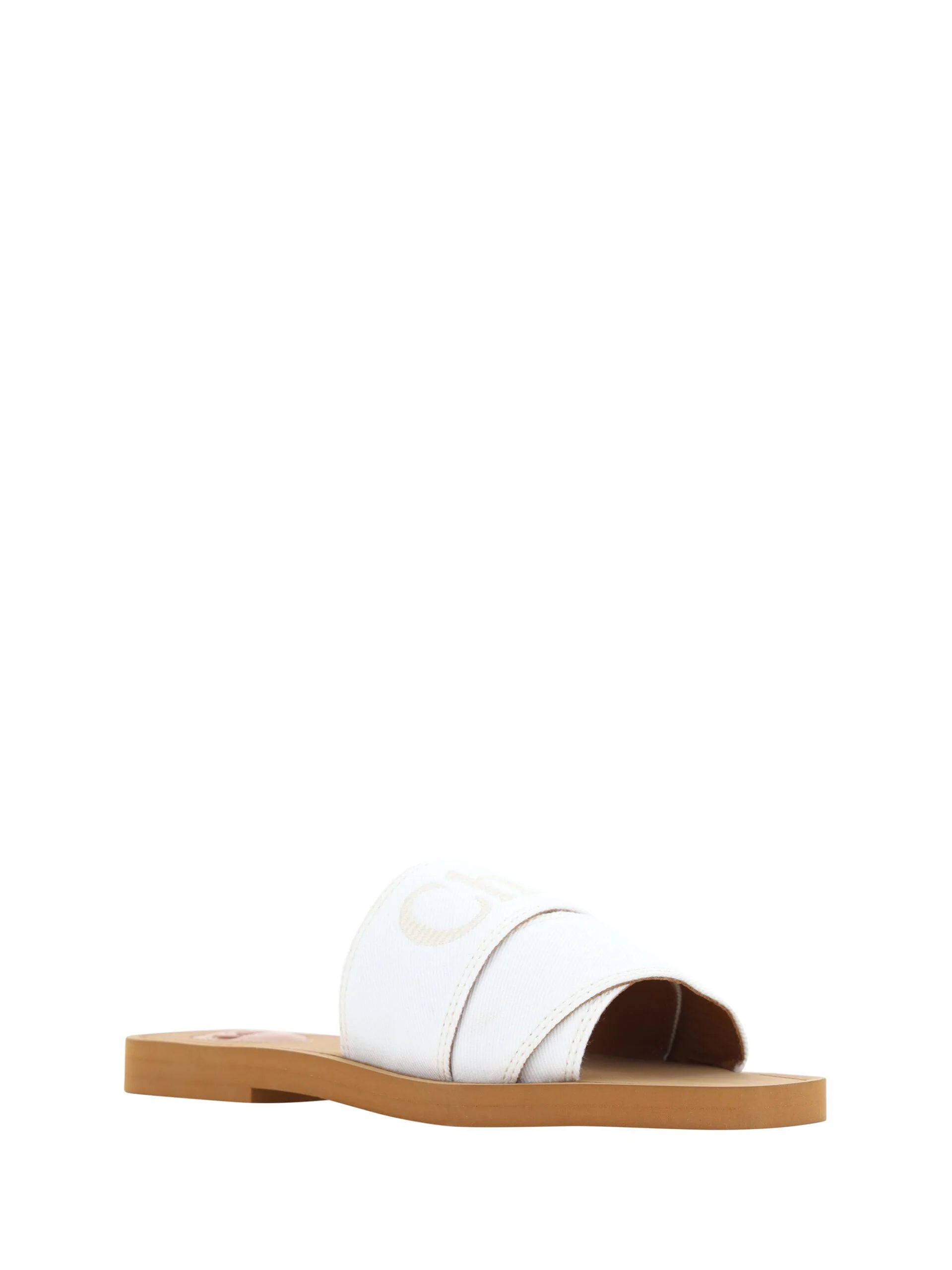 Chloé Elegant White Cotton Slide Sandals - EU37/US7 - Sandals