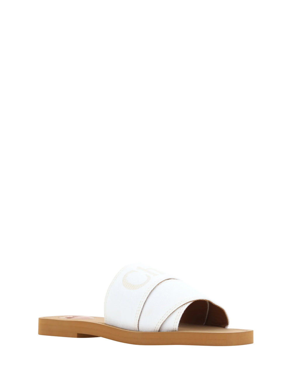 Chloé Elegant White Cotton Slide Sandals - EU37/US7 - Sandals