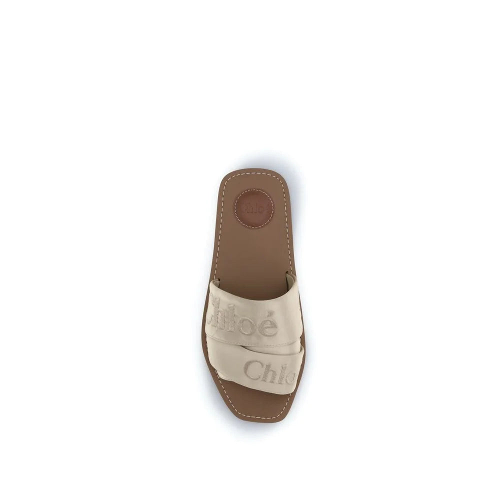 Chloé Gold Polyester Flat Sandals - EU40/US10