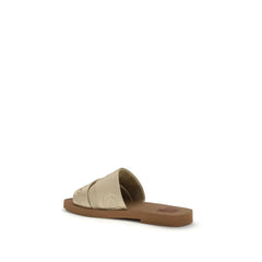 Chloé Gold Polyester Flat Sandals - EU40/US10