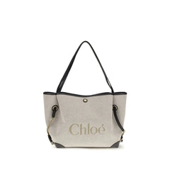 Τσάντα ώμου Chloé γκρι βαμβάκι