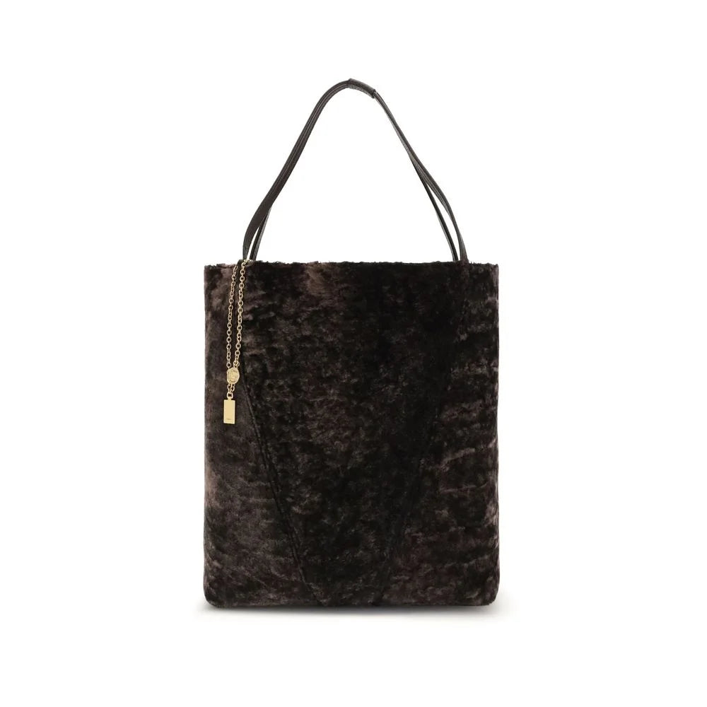 Chloé Large Spin Tote Bag in soft shearling - Shoulder Bags