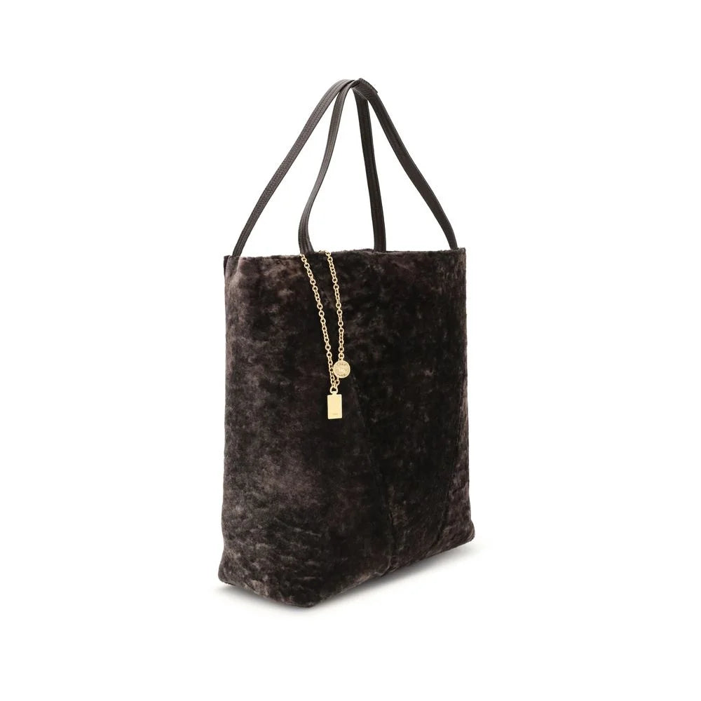 Chloé Large Spin Tote Bag in soft shearling - Shoulder Bags
