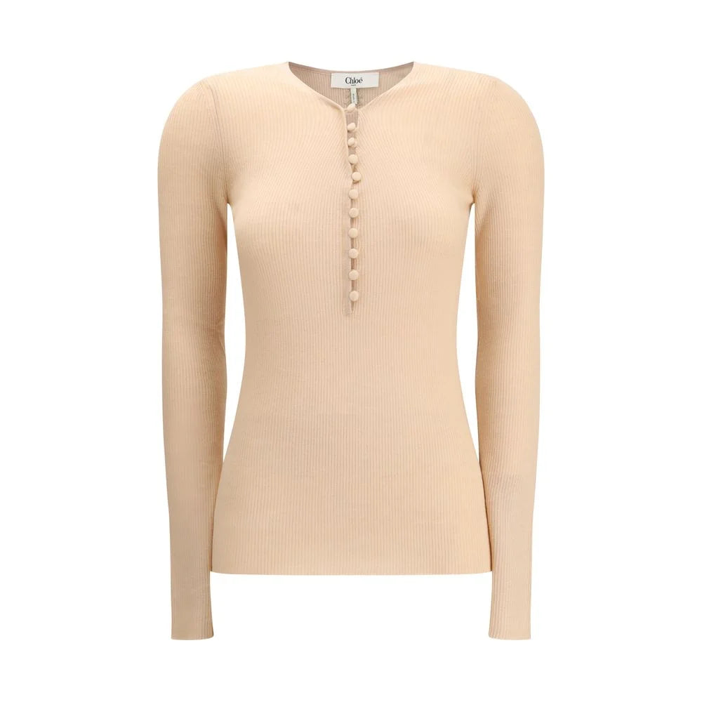Chloé Merino Wool Henley Sweater - Sweaters