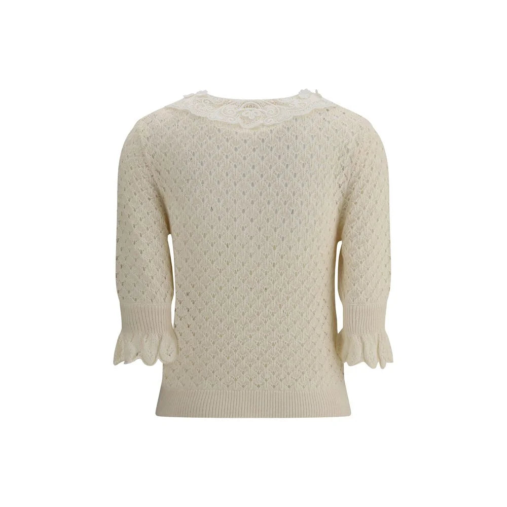 Chloé Sweater with lace collar - M - Sweaters