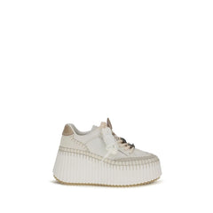Chloé White Calf Leather Bos Taurus Platform Sneakers