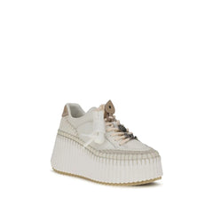 Chloé White Calf Leather Bos Taurus Platform Sneakers