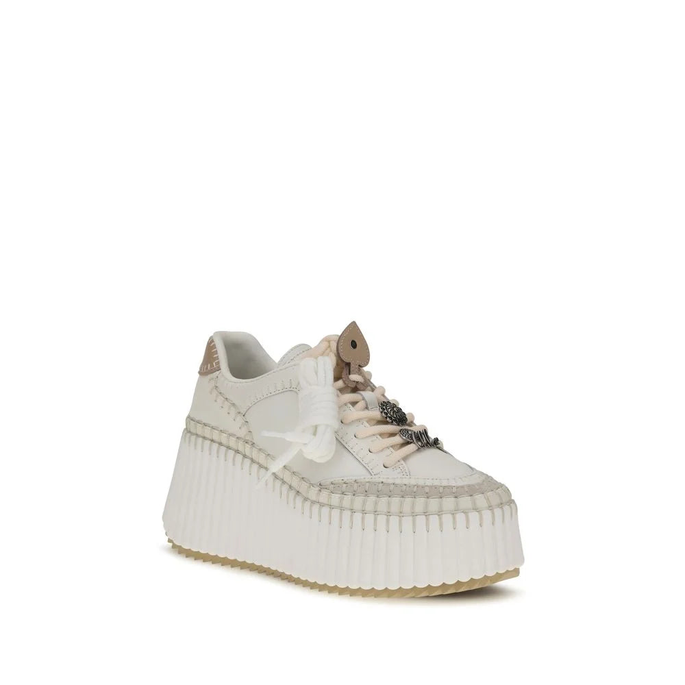 Chloé White Calf Leather Bos Taurus Platform Sneakers - EU40/US10