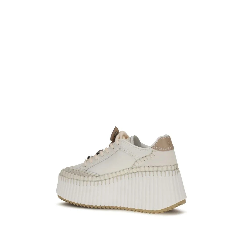Chloé White Calf Leather Bos Taurus Platform Sneakers - EU40/US10