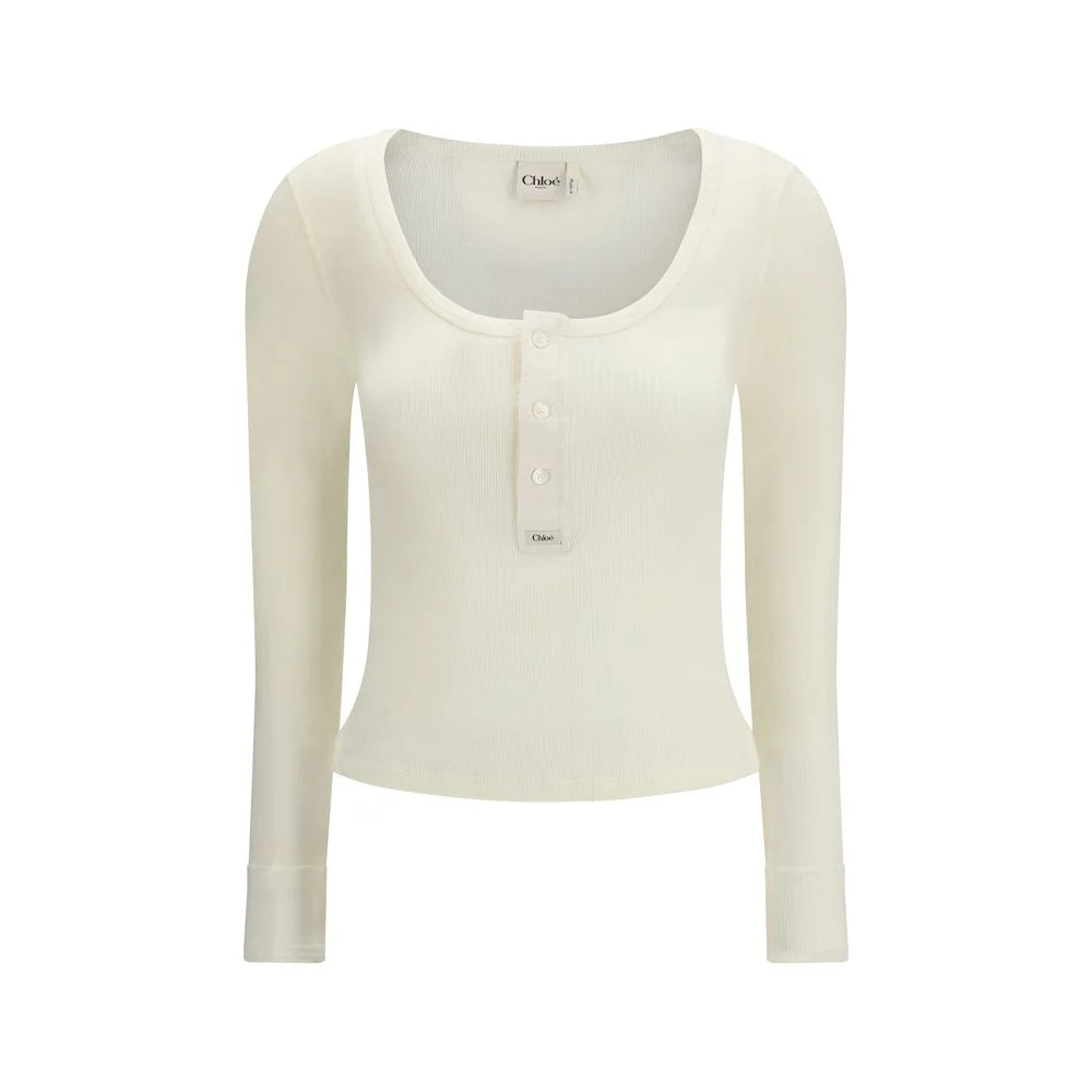 Chloé White Cotton Long Sleeve T-Shirt - M