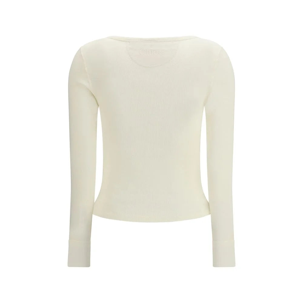 Chloé White Cotton Long Sleeve T-Shirt - M