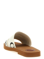 Chloé White Linen Flat Sandals - EU42/US12
