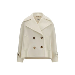 Chloé White Wool Oves Aries Coat