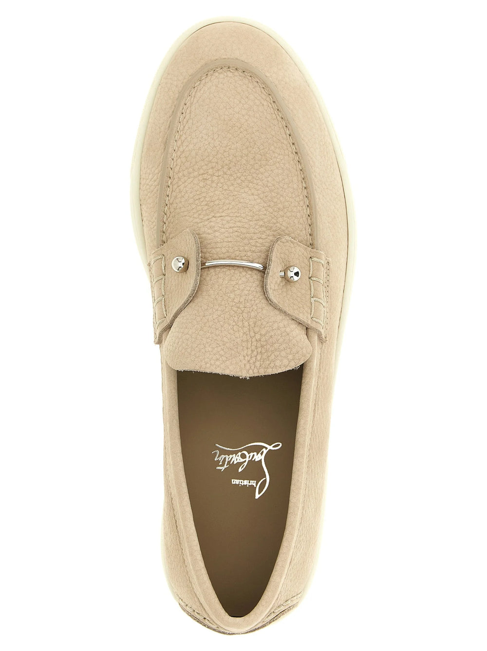 Christian Louboutin Beige Calfskin Slip-On Loafers - EU44/US11