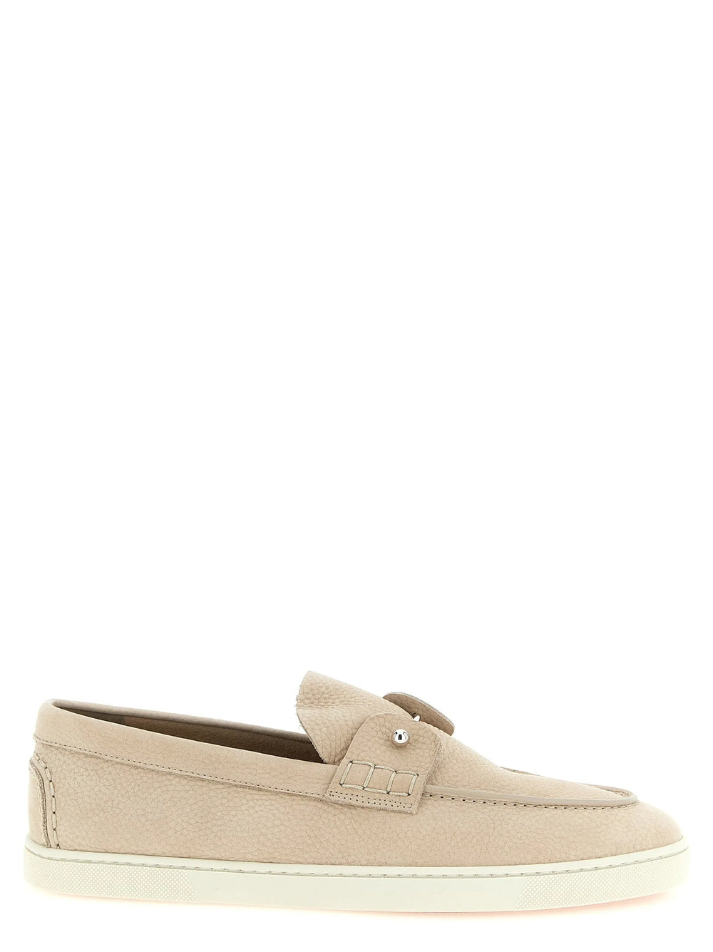 Christian Louboutin Beige Calfskin Slip-On Loafers - EU44/US11