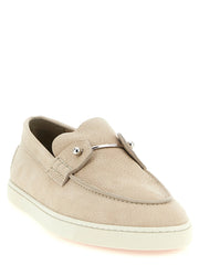 Christian Louboutin Beige Calfskin Slip-On Loafers - EU44/US11