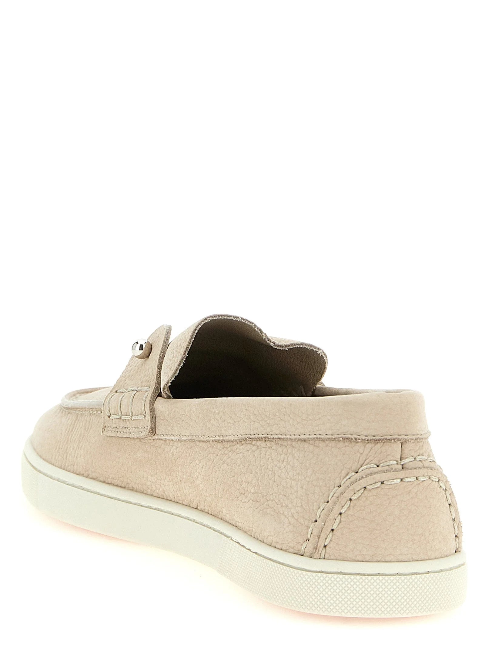 Christian Louboutin Beige Calfskin Slip-On Loafers - EU44/US11