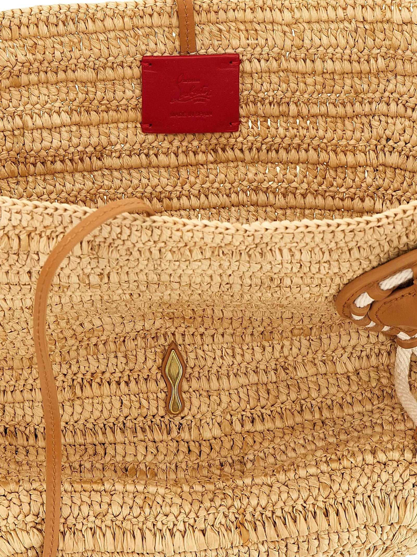 Christian Louboutin Beige Raffia Tote Bag