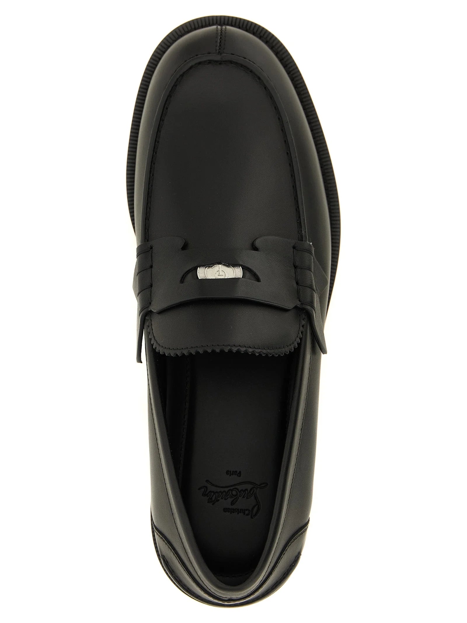 Christian Louboutin Black Calfskin Slip-On Loafers