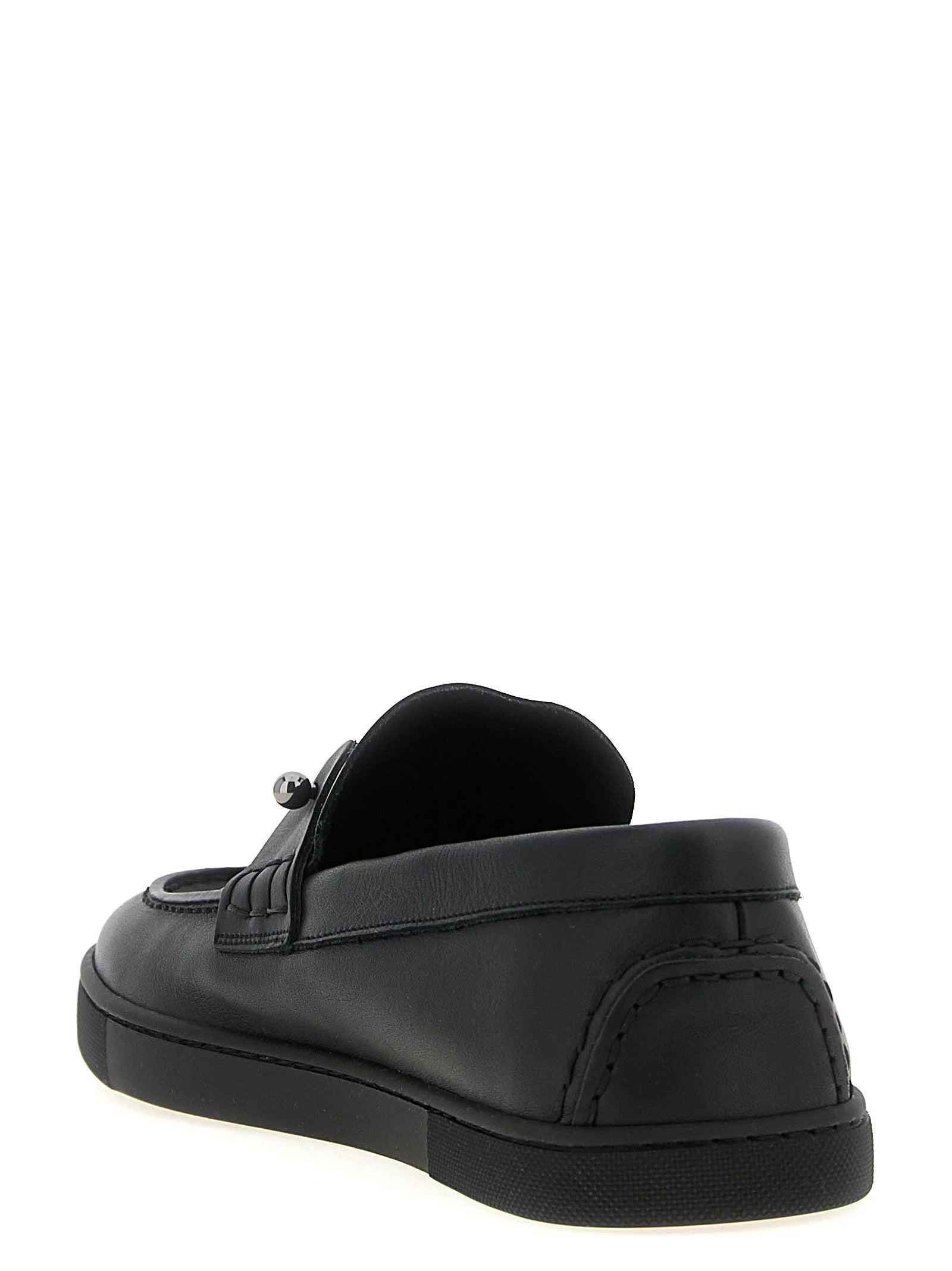 Christian Louboutin Black Calfskin Slip-On Loafers