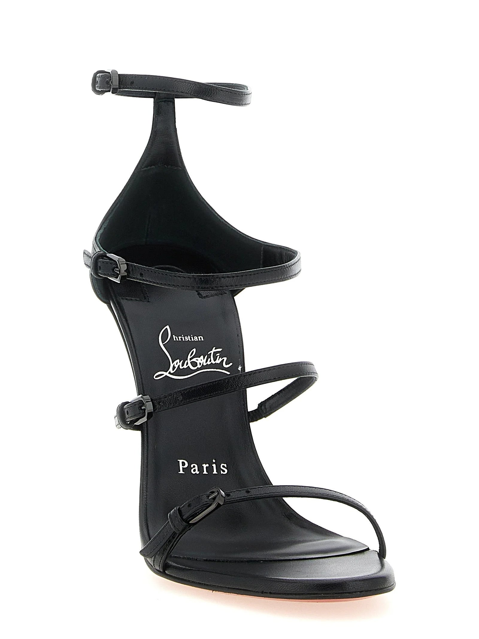 Christian Louboutin Black Goatskin Stiletto Heel Sandals - EU37.5/US7.5