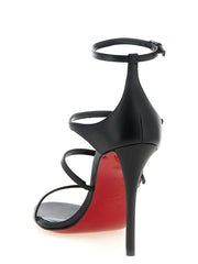 Christian Louboutin Black Goatskin Stiletto Heel Sandals - EU37.5/US7.5