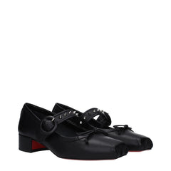 Christian Louboutin Black Leather Ballet Flats - EU39/US9