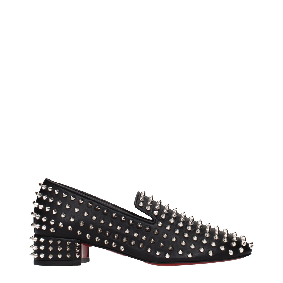 Christian Louboutin Black Leather Slip-On Loafers