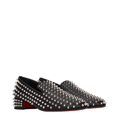 Christian Louboutin Black Leather Slip-On Loafers
