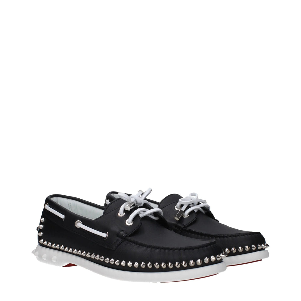 Christian Louboutin Black Leather Slip-On Loafers - EU41/US8