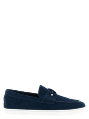 Christian Louboutin Blue Calfskin Slip-On Loafers - EU 40 | US 7