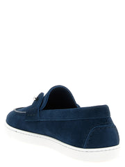 Christian Louboutin Blue Calfskin Slip-On Loafers - EU 40 | US 7