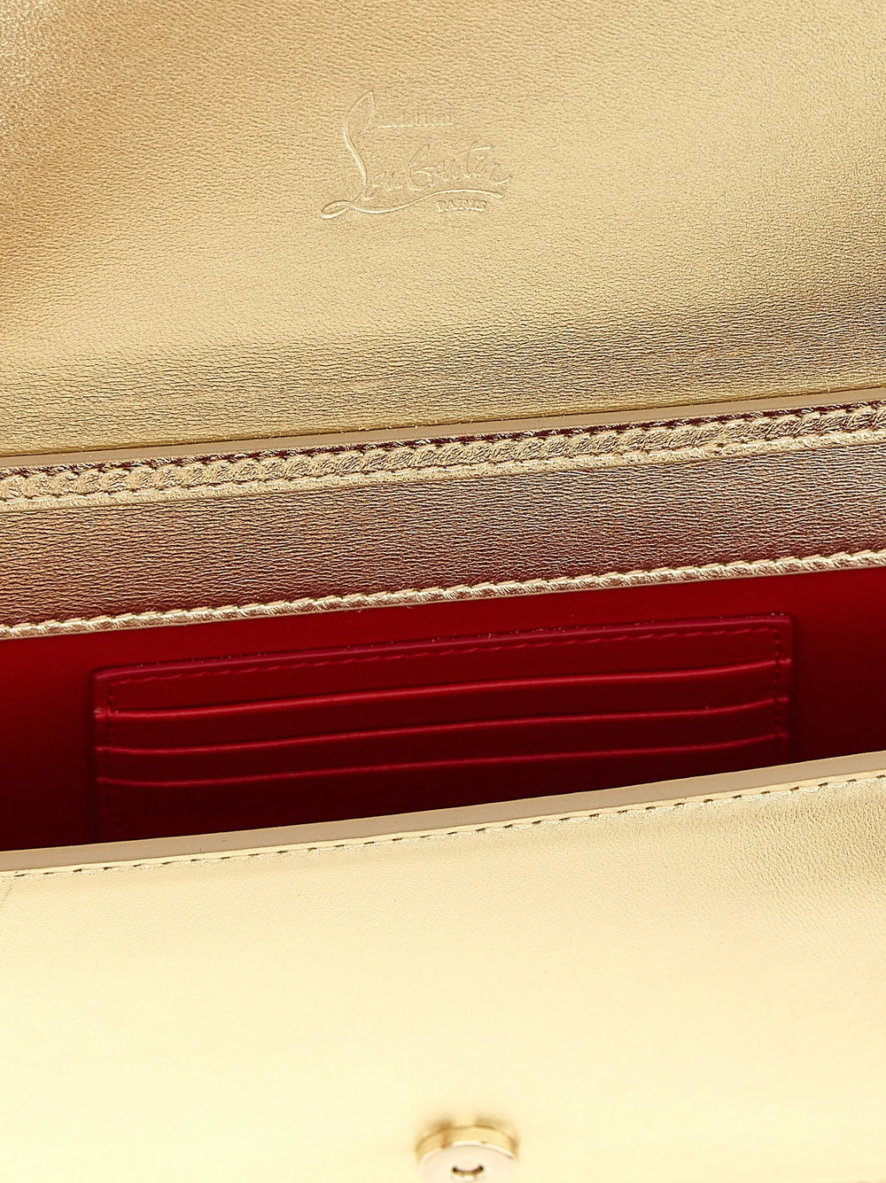 Christian Louboutin Gold Lambskin Clutch Bag