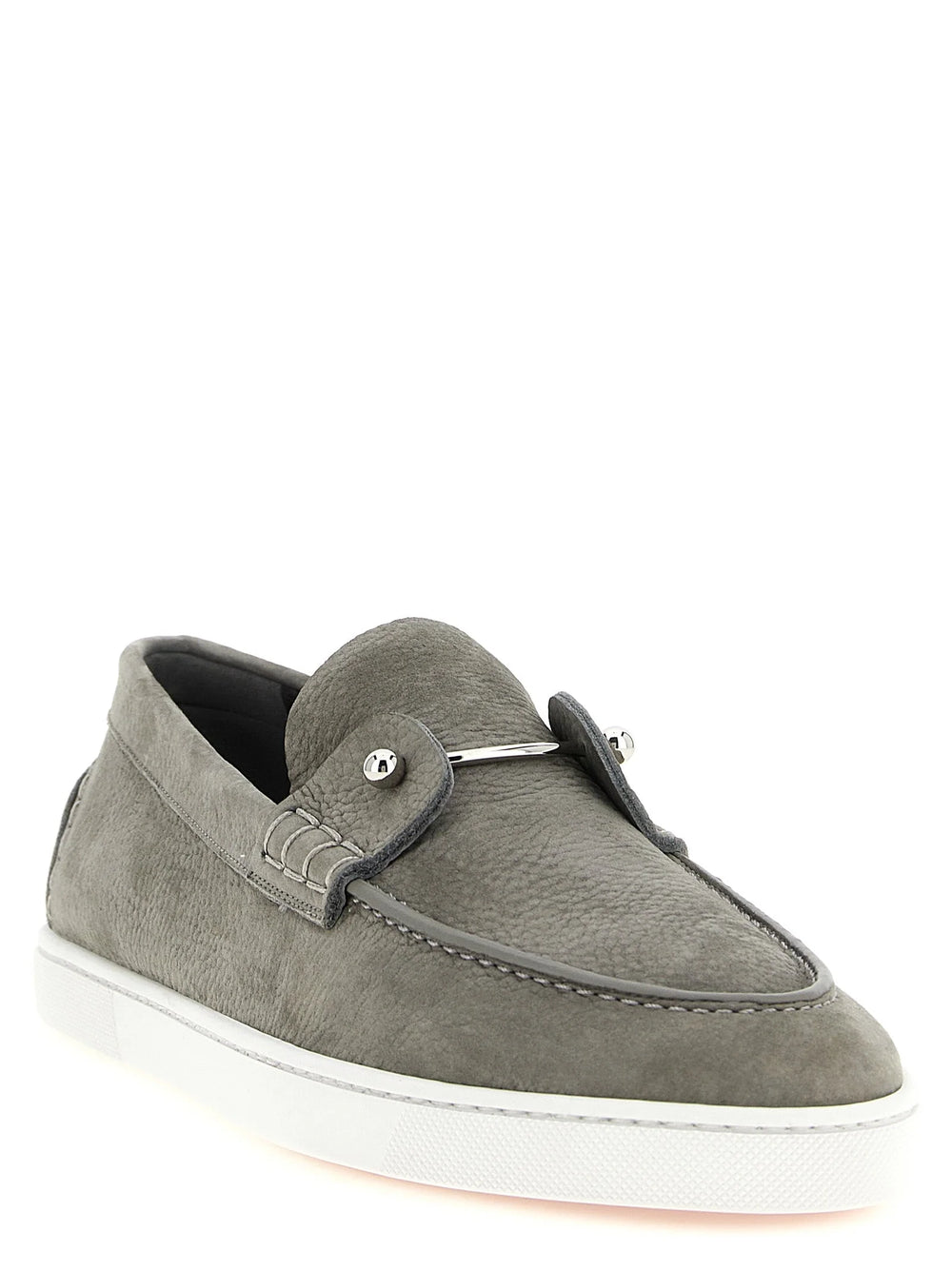 Christian Louboutin Gray Calfskin Slip-On Loafers