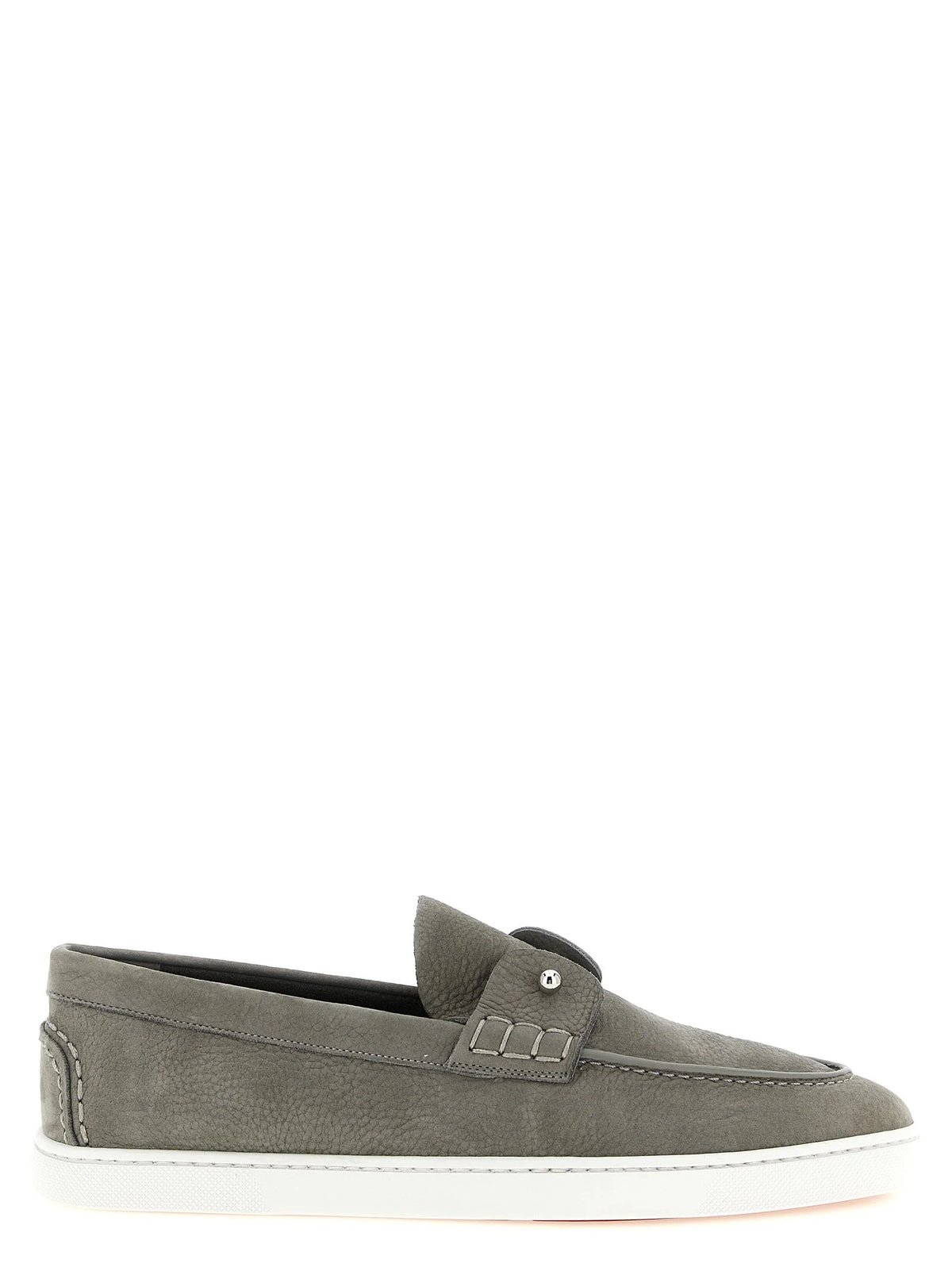 Christian Louboutin Gray Calfskin Slip-On Loafers
