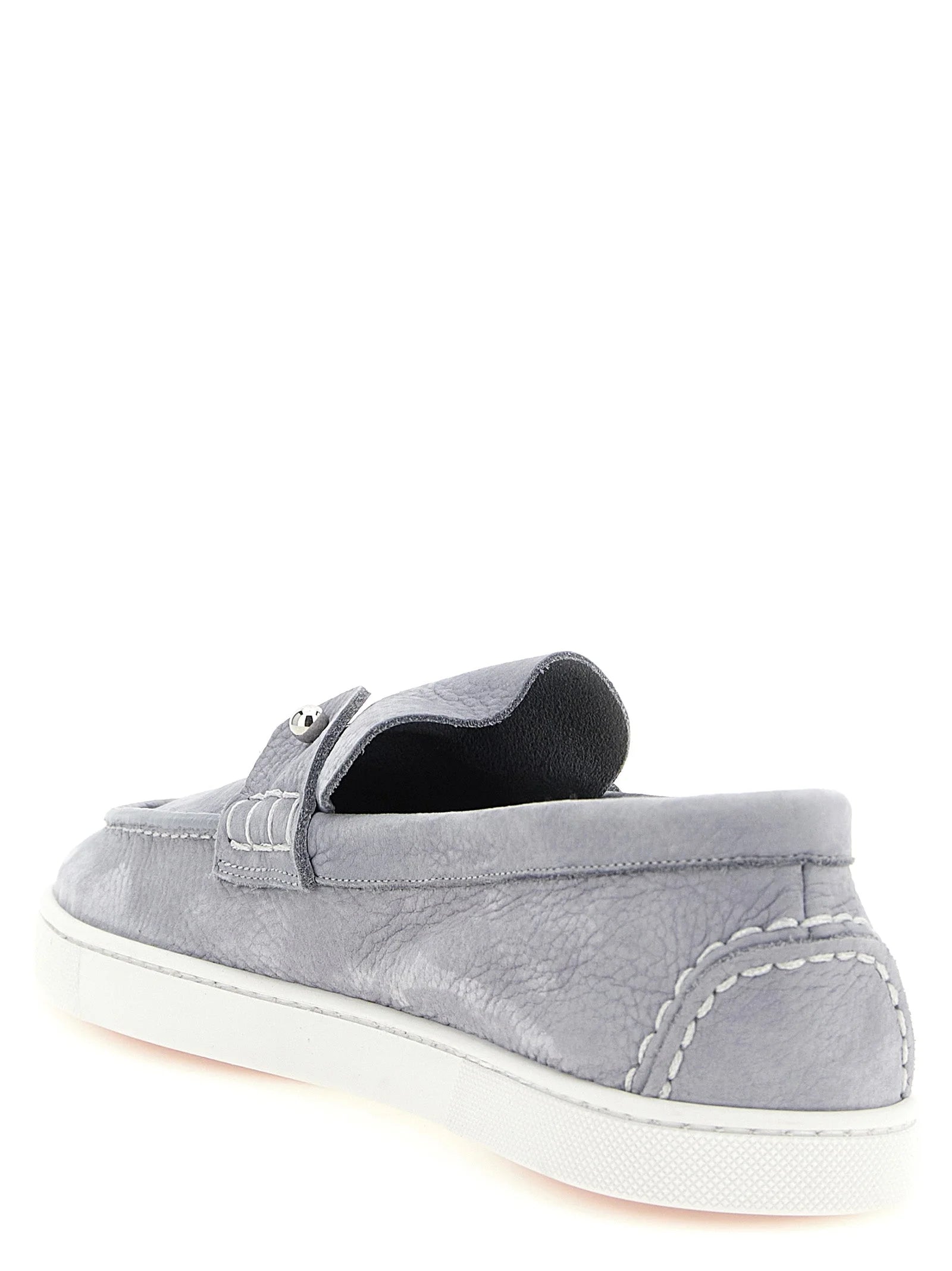 Christian Louboutin Gray Calfskin Slip-On Loafers - EU 40 | US 7